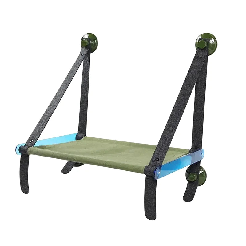 Hamac à Chat à Ventouse Structure en Bois Solide Bleu