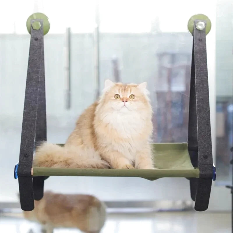 Hamac à Chat à Ventouse Structure en Bois Solide Vert