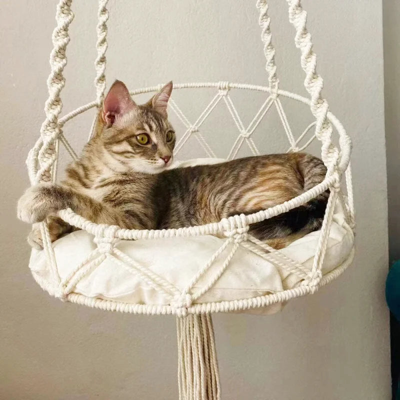 Hamac à Chat en Macramé 100% Coton