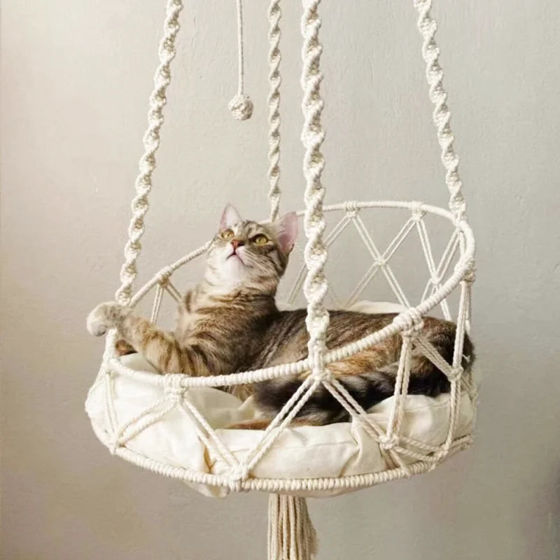 Hamac à Chat en Macramé 100% Coton