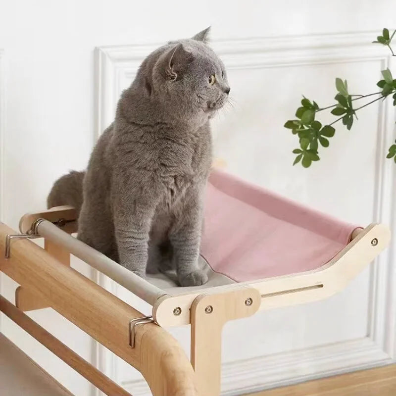 Hamac à Chat Structure en Bois Idéal pour Canapé - Rose