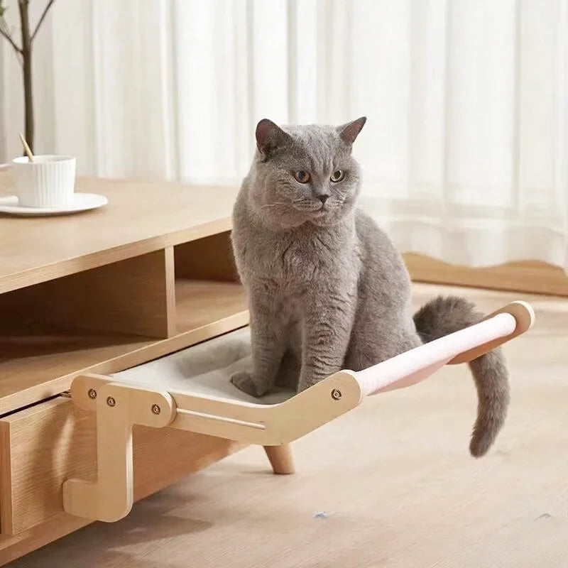 Hamac à Chat Structure en Bois Idéal pour Canapé - Rose
