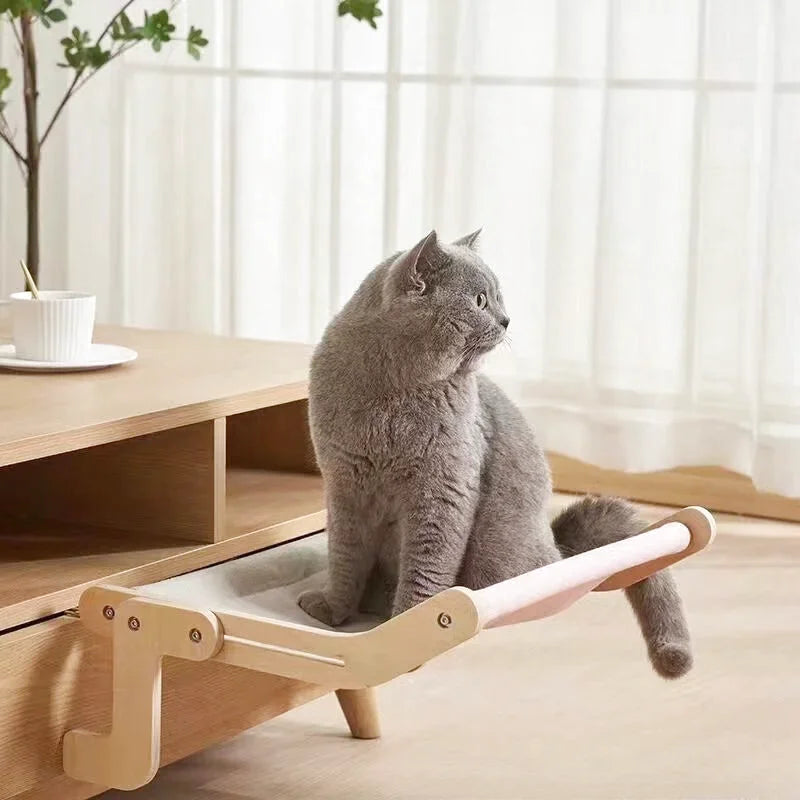 Hamac à Chat Structure en Bois Idéal pour Canapé - Rose