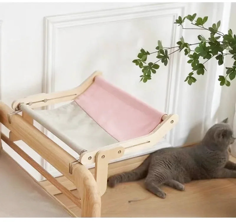 Hamac à Chat Structure en Bois Idéal pour Canapé - Rose